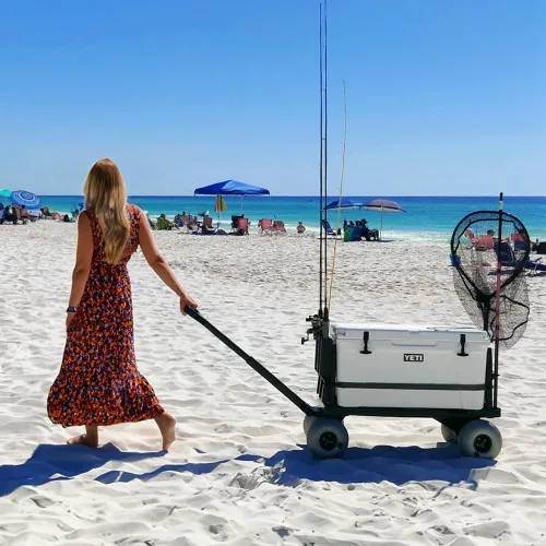 Miniatura 5 de Mighty Max Cart Carro compacto de pesca de playa al aire libre - Dolly Chest Dolly, Cooler Caddy Wheels - Base plana expandible y soportes