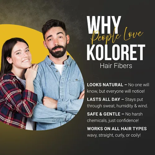 Miniatura 6 de Herbishh Koloret Fibras de construcción del cabello, polvo negro para adelgazar el cabello, cobertura instantánea de puntos calvos y corrector
