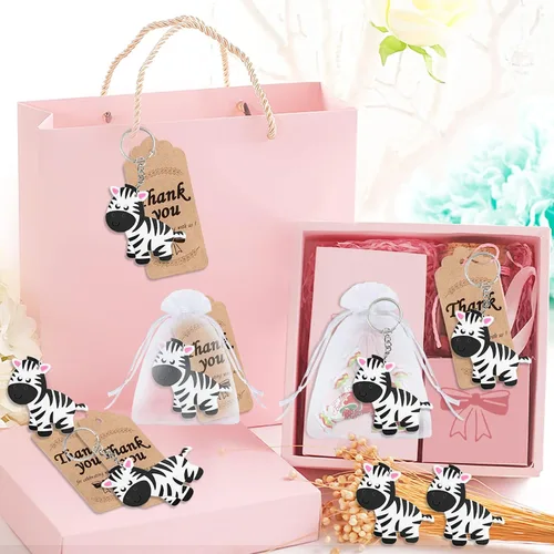 Miniatura 4 de Paquete de 40 llaveros de cebra, recuerdo de fiesta para amantes de la cebra, regalo de regreso de invitados, fiesta temática de animales salvajes
