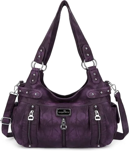 Angelkiss Monederos grandes y bolsos para mujer de piel sintética lavada bolso cruzado de hombro