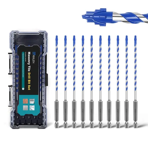 Miniatura 9 de Paquete de 5 brocas para azulejos de 1/2 pulgada, brocas de mampostería con vástago hexagonal para azulejos, hormigón, ladrillo, vidrio, porcelana