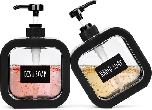 Miniatura 14 de Segbeauty Dispensador de jabón de manos de 16.9 onzas, dispensador de jabón líquido a prueba de fugas de 16.9 fl oz para baño, dispensadores de Negro