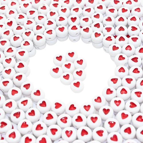 Miniatura 14 de Amaney - 500 cuentas redondas de acrílico blanco de 0.236 x 0.157 pulgadas (0.276 x 0.157 in), cuentas redondas de plástico sueltas para hacer