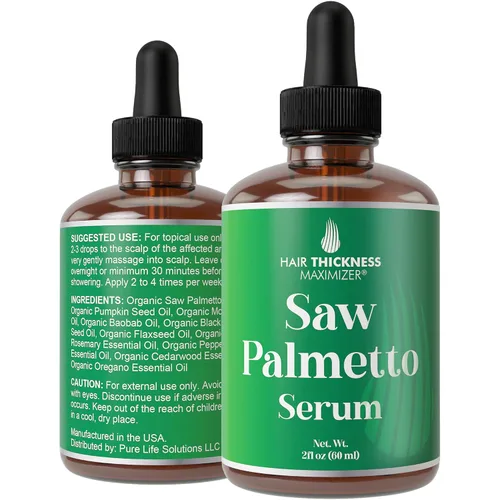 Miniatura 7 de Saw Palmetto Serum para el crecimiento del cabello: aceites de romero, menta y semilla de calabaza. Tratamiento vegano engrosante, hidratante