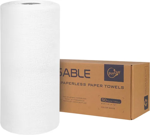 Miniatura 8 de Toallas de papel reutilizables lavables en rollo: paquete de 50 toallas de papel sin papel que se despegan de 12 x 12 pulgadas, toallas de tela Gris