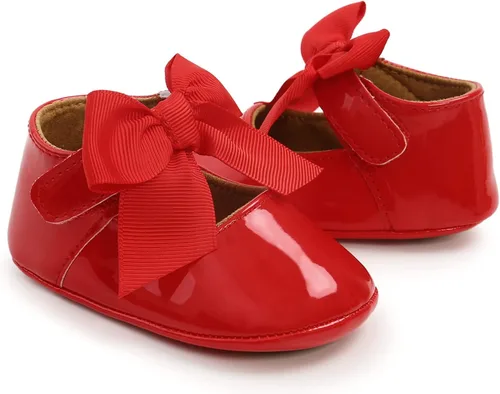 Miniatura 7 de WILLFUN Zapatos planos Mary Jane para bebé niña, diseño floral, vestido de princesa, zapatos de cuna antideslizantes para los primeros pasos
