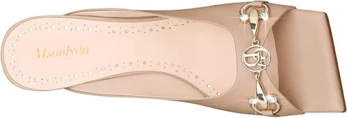 Miniatura 4 de MSONLYDN Sandalias sin correa para mujer, tacones con puntera cuadrada, tacones de cuero, elegantes de 2.56 pulgadas