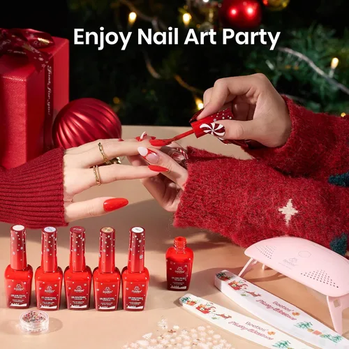 Miniatura 22 de Beetles - Kit de esmalte de uñas de gel rosa nude con lámpara de uñas LED UV, 6 piezas, kit de iniciación, gel base, capa superior, juego de esmalte