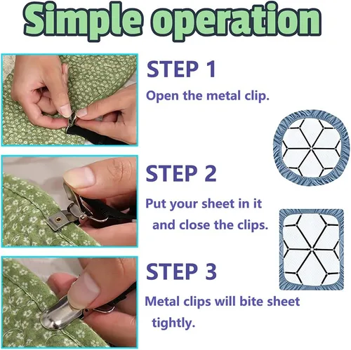 Miniatura 3 de Correas de sábanas, accesorios de cama ajustables (negro)