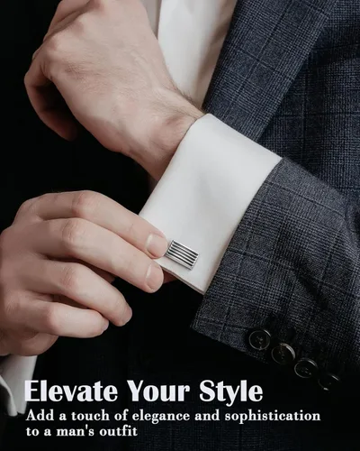 Miniatura 8 de Lictin Men's Cufflinks Cuff Links for Men, Stainless Steel Tuxedo Shirt Cuff Links Set