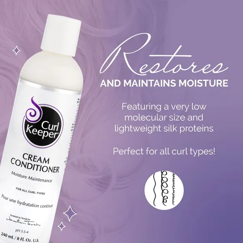 Miniatura 2 de Curl Keeper Acondicionador en crema para cabello rizado, 8 onzas líquidas, acondicionador diario ligero para todo tipo de rizos, hidratante