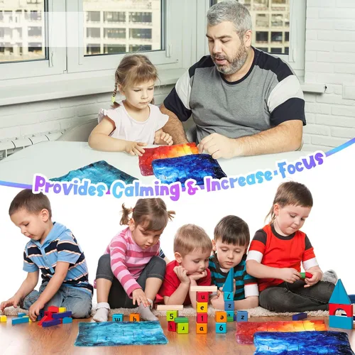 Miniatura 2 de 4 piezas de tapete sensorial de laberinto de mármol, juguetes fidget para aliviar el estrés, tapete sensorial calmante para aliviar la ansiedad