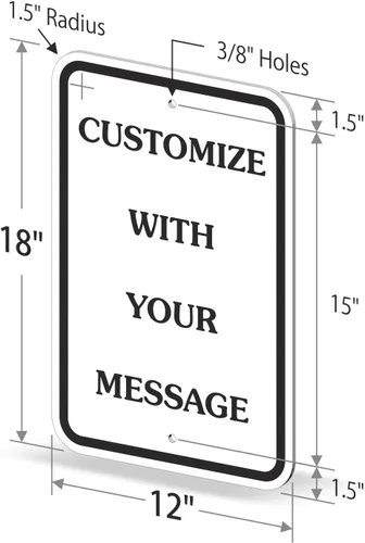 Miniatura 5 de SmartSign 18 x 12 pulgadas "Añade tu propio mensaje, elige color" Cartel de metal personalizado, aluminio de 63 mil, material reflectante laminado