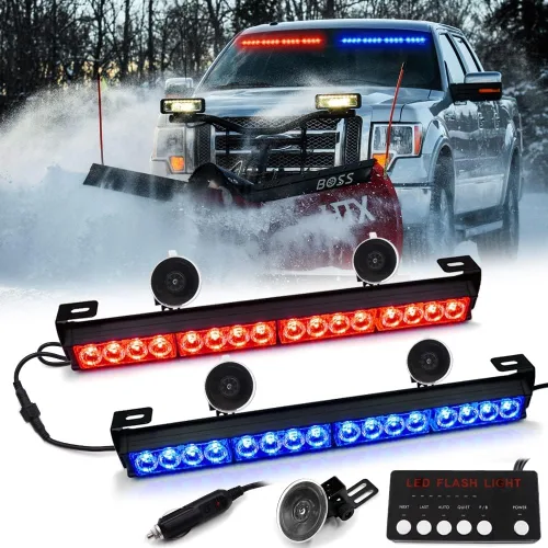 Miniatura 10 de Ediors barra de luces led de 16 pulgadas y 7 funciones, luz de emergencia, de advertencia para tráfico, luz de led estroboscópica con soportes