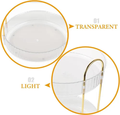 Miniatura 3 de Hemobllo Organizador de maquillaje giratorio con rotación transparente caja de almacenamiento de cosméticos estantes ajustables para tocador y baño