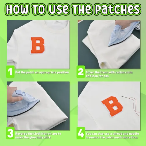Miniatura 3 de Parche de letras de felpilla naranja de 4.5 pulgadas, alfabeto universitario para planchar y coser para chaquetas, sudaderas, camisetas, jeans