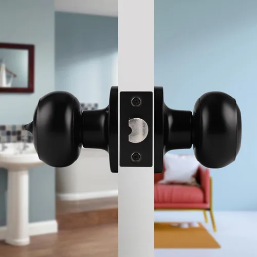 Miniatura 4 de Probrico - Perillas de puerta color negro mate, manijas de puerta con cerradura y pomo, manijas de puerta interior sin llave para baño y dormitorio