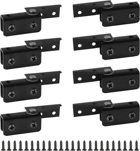 Miniatura 9 de Bisagra de puerta de vidrio de gabinete de acero inoxidable negro, bisagras de pivote montadas en el lado 4pcs, ajustable, antideslizante, capacidad