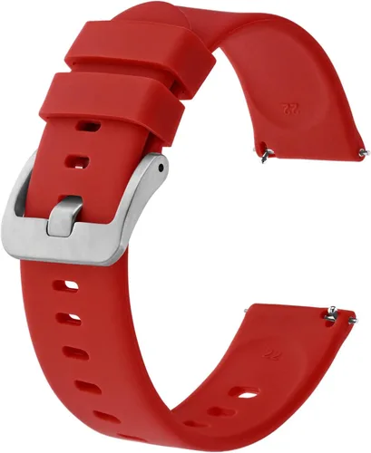 Miniatura 10 de BISONSTRAP Correas de reloj de silicona, correas de reloj delgadas con liberación rápida, 0.787 in, negro con hebilla negra