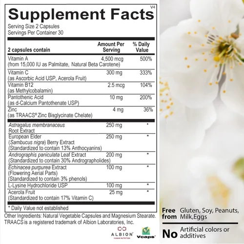 Miniatura 7 de Apoyo inmunológico de defensa inmediata: zinc, saúco negro, equinácea, vitamina A y C con B12, potente refuerzo de la inmunidad para adultos