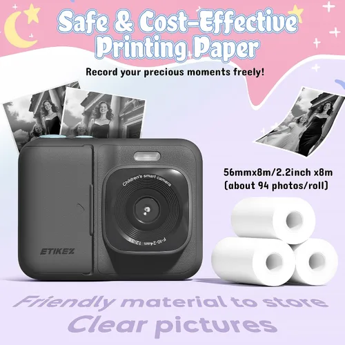 Miniatura 7 de Cámara para niños, cámara de impresión digital instantánea de 1080P para niños, regalos de Navidad y cumpleaños para niñas y niños de 4, 5, 6, 7, 8