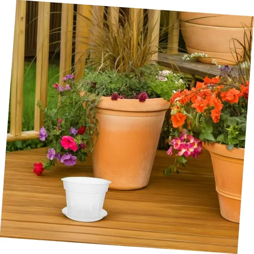 Miniatura 6 de Maceta de orquídeas para interiores, 1 juego de agujeros de ventilación, prácticas macetas redondeadas con bandeja transpirables, macetas