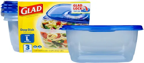 Miniatura 17 de Glad GladWare Entree - Recipientes de almacenamiento de alimentos con tapas, plástico cuadrado mediano sin BPA para preparación de comidas