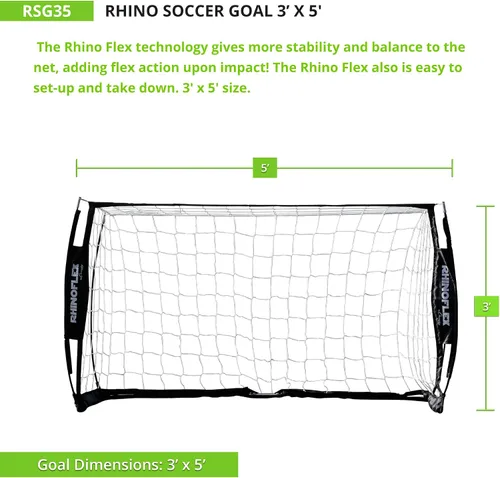 Miniatura 2 de Champion Sports Rhino Flex Portable Soccer Goal – Durable Pop-Up Soccer Net with Carry Bag, Ground Stakes, and Sturdy Frame, Easy Setup for Backyard