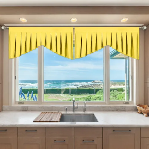 Miniatura 36 de Cenefas para Sala de Estar Amarillo Brillante Opacas con Bolsillo para Barra Cenefas para Ventanas, Paquete de 1 (Amarillo Brillante 39" An x 20" L)