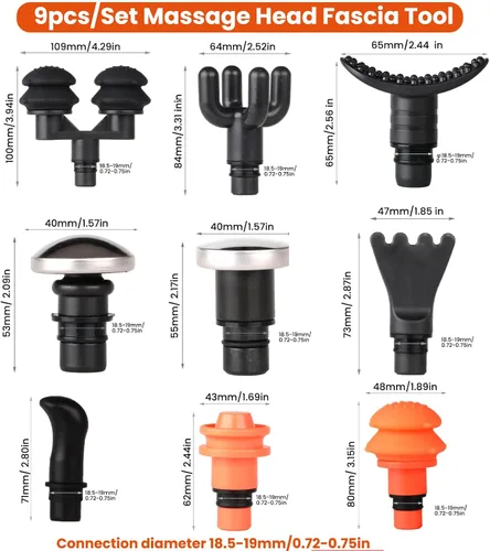 Miniatura 2 de 9 cabezales de pistola de masaje reemplazables, accesorios musculares de tejido profundo y accesorios para pistola de masaje, juego de adaptadores