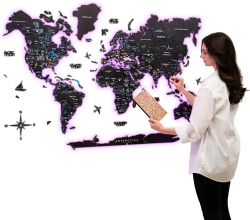 Miniatura 13 de Enjoy The Wood Mapa del mundo de madera LED 3D 3.0 – Arte de pared moderno decoración del hogar regalos – Iluminación LED decoración de pared idea