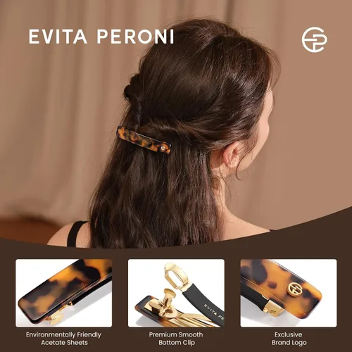 Miniatura 8 de EVITA PERONI Pasadores de pelo francés para mujer, pinzas antideslizantes de tamaño medio para cabello grueso y fino, clip de acetato extraíble