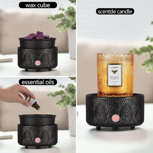 Miniatura 3 de Calentador eléctrico de cera de 4-en-1, calentador de velas para derretir cera perfumada, lindo quemador de fragancias de cera de cerámica