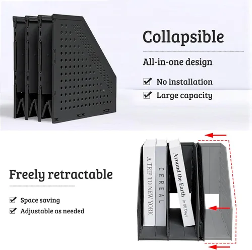 Miniatura 3 de SAYEEC 1 pieza Organizador de archivos de revistas plegable de plástico con organizador de carpetas vertical para escritorio, organizador