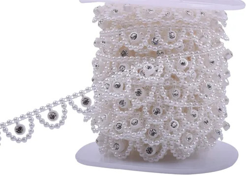 Miniatura 15 de KAOYOO - Cadena con cuentas en forma de flor y diamantes de imitación de 9 metros (10 yardas) para bodas, decoración, bricolaje..