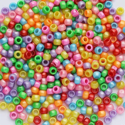 Cuentas de pony mixtas de color perla brillante para hacer pulseras de amistad, tamaño 0.236 x 0.354 in, 1000 unidades Rosa mezclado