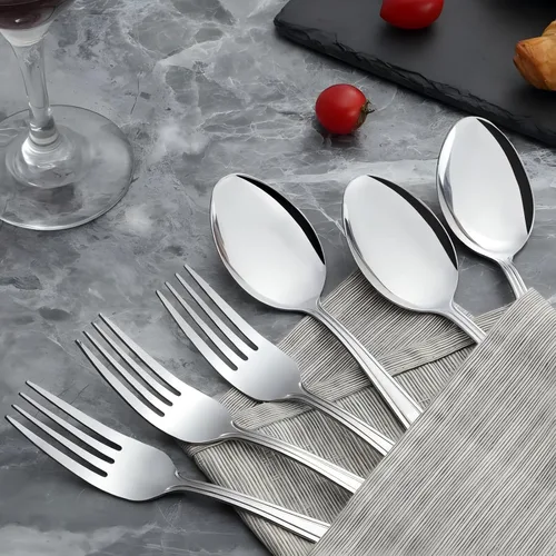 Miniatura 7 de Unokit Juego de cubiertos de tenedores y cucharas, 24 piezas de cubiertos de acero inoxidable de grado alimenticio para el hogar, cocina