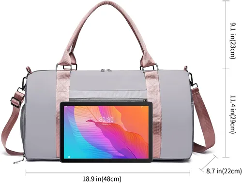 Miniatura 68 de Bolsa de gimnasio con bolsillo húmedo, bolsa de viaje plegable para mujer, bolsa de viaje impermeable para viajes, gimnasio, yoga