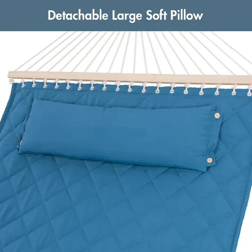 Miniatura 8 de ANOW Hamaca doble con combo de soporte de acero resistente de 12 pies, hamaca acolchada para 2 personas con soporte para exterior, capacidad