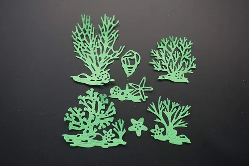 Miniatura 4 de Troqueles de corte de coral de concha de mar de concha de playa de metal, plantillas de estampado Ocean Life para álbumes de recortes y manualidades