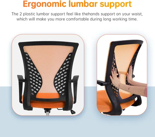 Miniatura 6 de Silla de oficina de malla, silla de escritorio, silla para computadora, con soporte lumbar, reposabrazos, giratoria, ajustable, ergonómica