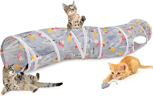 Miniatura 15 de Glittme Túnel para gatos, túneles para gatos de interior, cueva de gatos en forma de S con juguetes para gatos, tubos plegables para gatos y túneles