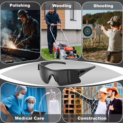 Miniatura 7 de Gafas de seguridad con protección UV para hombres, antiarañazos, conformes a ANSI z87+, gafas protectoras de goma antideslizante con patillas