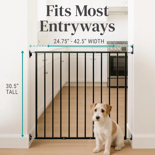 Miniatura 5 de KidCo Puerta de seguridad para bebés Safeway de paso de 24.75-42.5" para escaleras y marcos de puertas Puerta de seguridad para bebés sin tropiezo