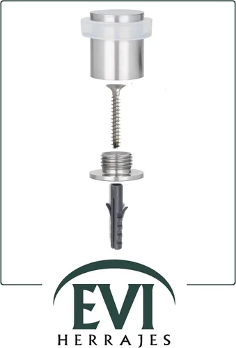 Miniatura 6 de Paquete de 2 topes de puerta EVI Tope de puerta de acero inoxidable – Cierre de tornillo – Protector de goma blanca – Tope de puerta de 0.79 x