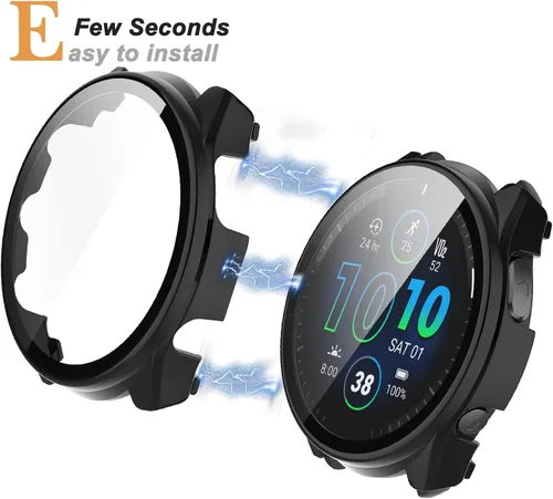 Miniatura 6 de Miimall Funda compatible con Garmin Forerunner 965, carcasa completa de PC con protector de pantalla de vidrio templado para accesorios Garmin