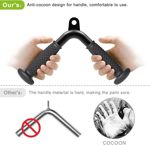 Miniatura 6 de SELEWARE Accesorios para Tríceps LAT Jalón Accesorios de Entrenamiento para Gimnasio en Casa con Agarre de Goma Suave Antideslizante Accesorios