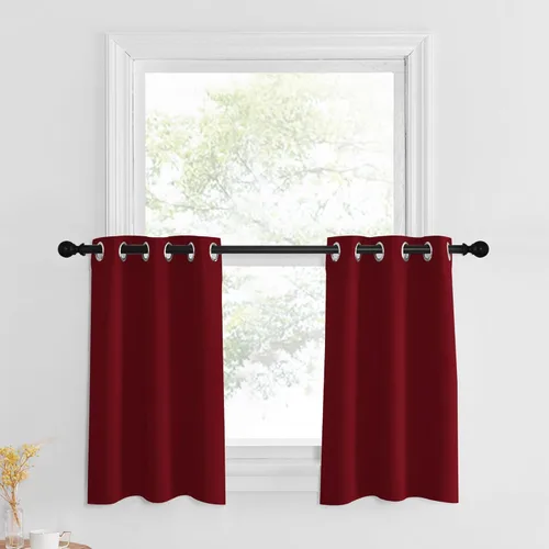 Miniatura 203 de NICETOWN Cortinas opacas de cocina para ventana sobre el fregadero, aislamiento térmico, decoración del hogar, pequeños niveles opacos con ojales
