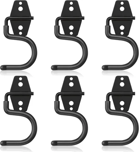 HUPBIPY Paquete de 6 ganchos de metal para garaje, ganchos en S resistentes para pared de garaje, cobertizo, organizador de almacenamiento de jardín