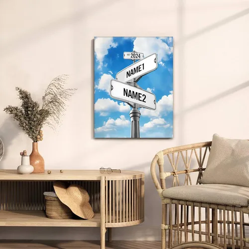 Miniatura 21 de Impresiones en lienzo personalizadas: letrero de calle Crossroads para parejas, arte de pared, nombres y fechas, regalo personalizado, impresión